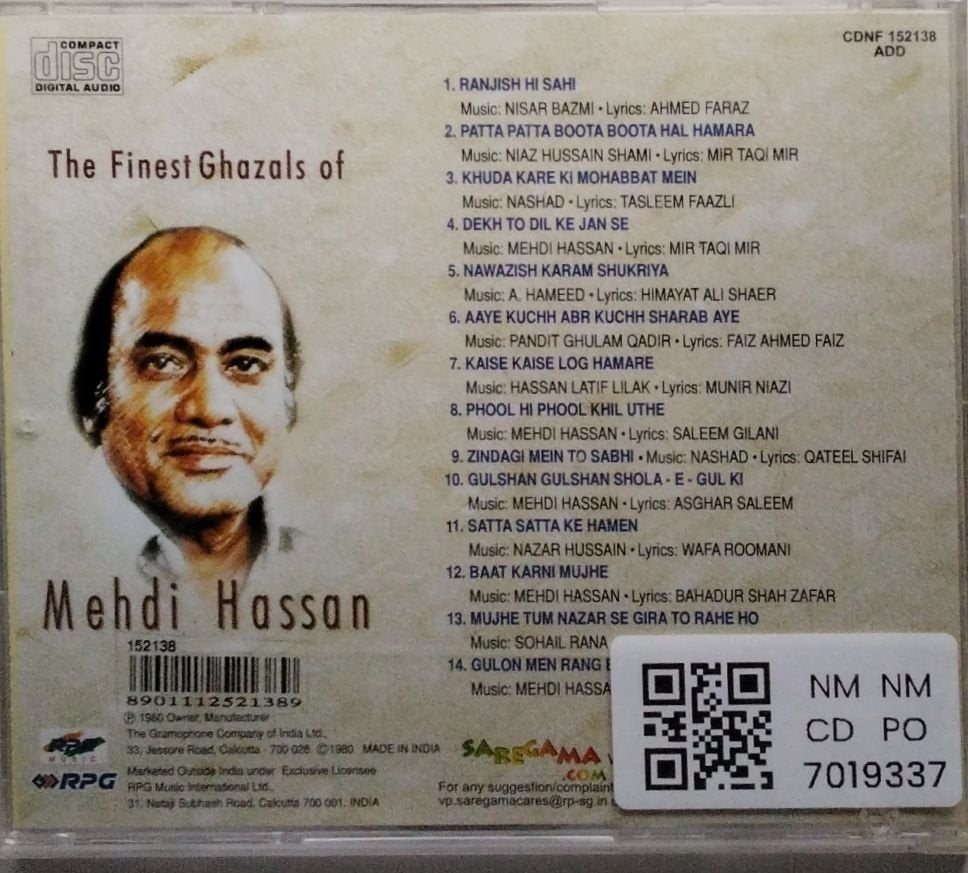 Mehdi Hassan - The Finest Ghazals of Mehdi Hassan (CD)