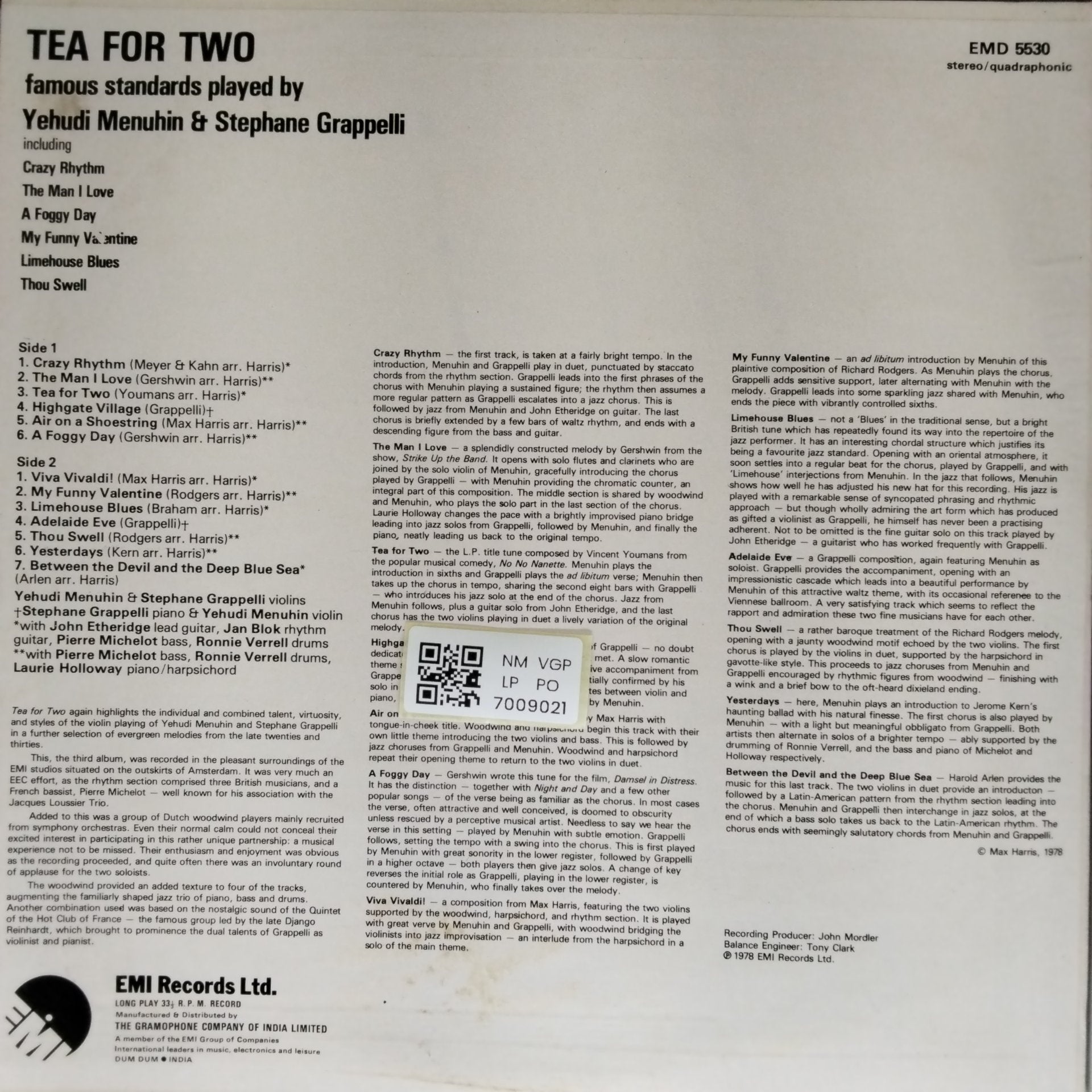 Yehudi Menuhin, Stephane Grappelli - Tea For Two (Vinyl)