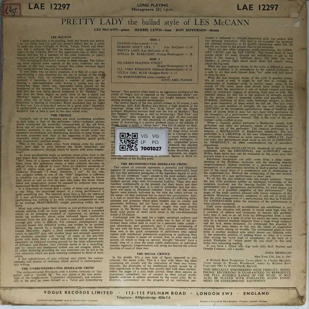Les McCann - Pretty Lady (Vinyl)