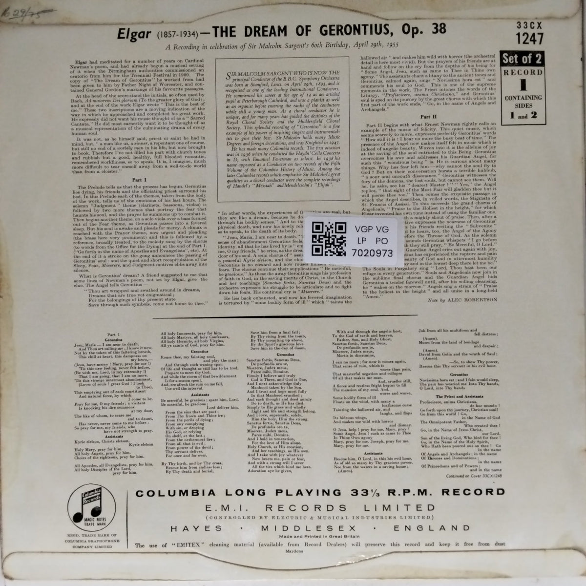Edward Elgar - The Dream of Gerontius (Vinyl)