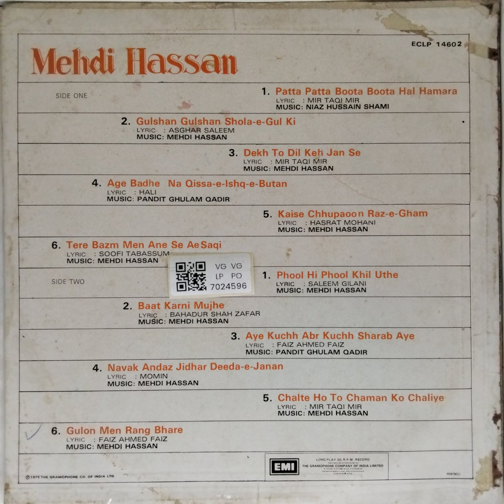 Mehdi Hassan - Ghazals (Vinyl)