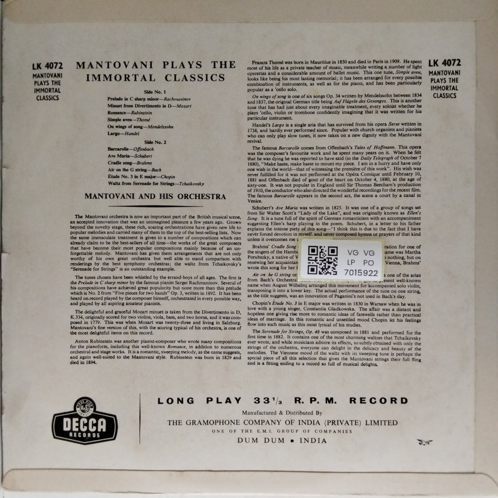 Mantovani - The Immortal Classics (Vinyl)