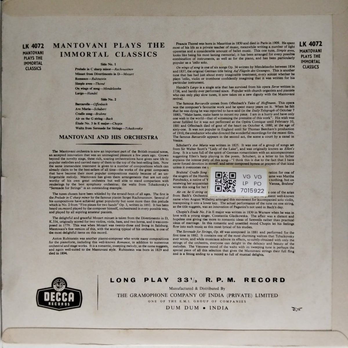 Mantovani - The Immortal Classics (Vinyl)