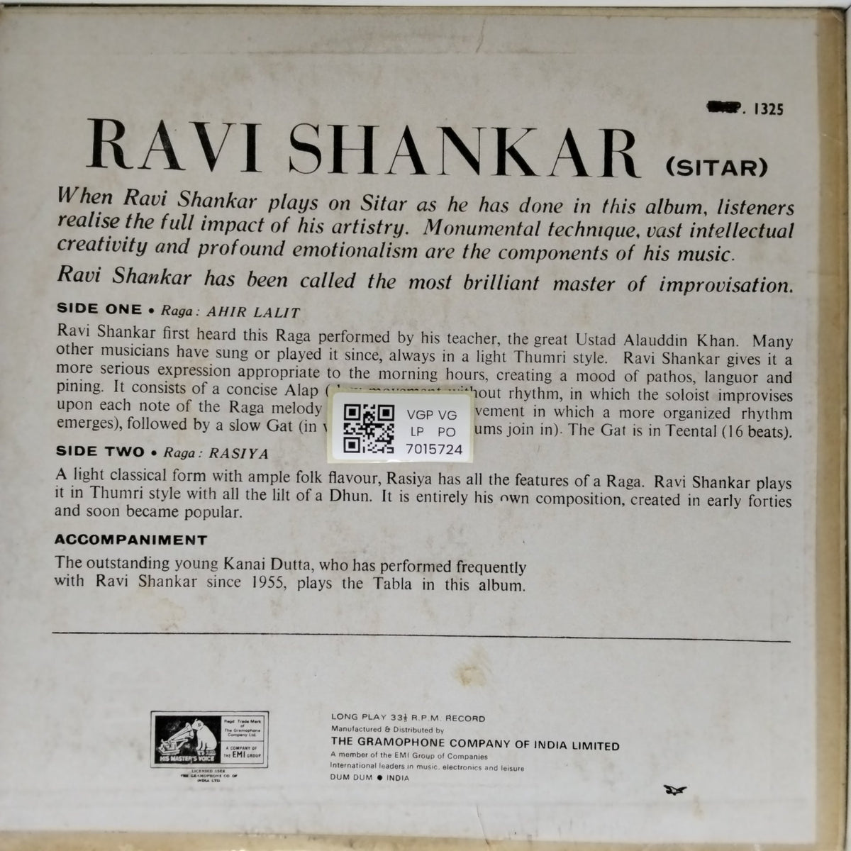 Ravi Shankar - Two Raga Moods (Vinyl)