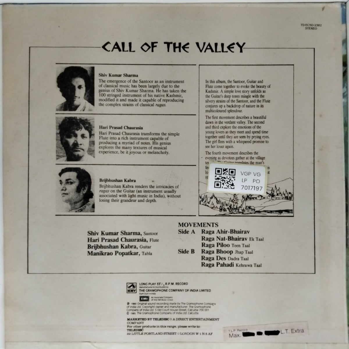 Shiv Kumar Sharma, Hari Prasad Chaurasia, Brijbhushan Kabra - Call of the Valley (Vinyl)