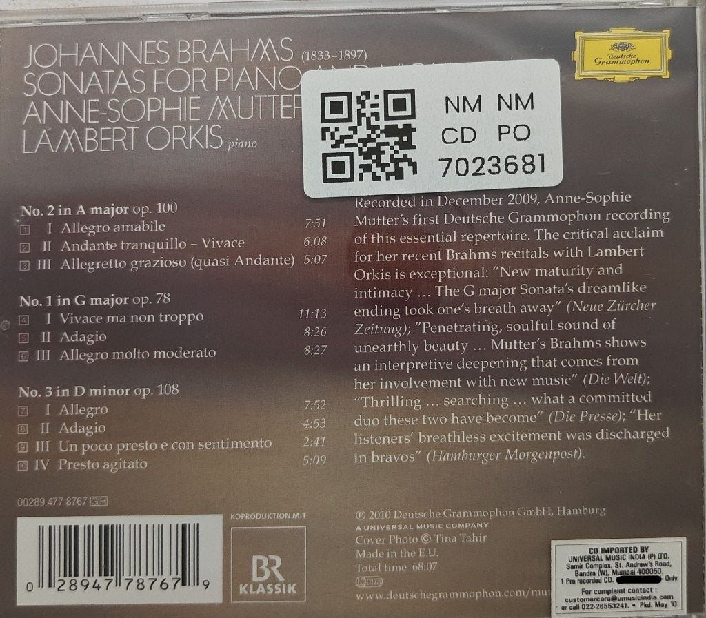 Anne-Sophie Mutter, Lambert Orkis - Brahms The Violin Sonatas (CD)