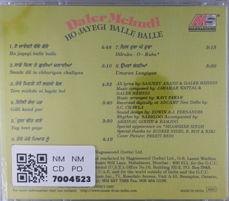 Daler Mehndi - Ho Jayegi Balle Balle (CD)