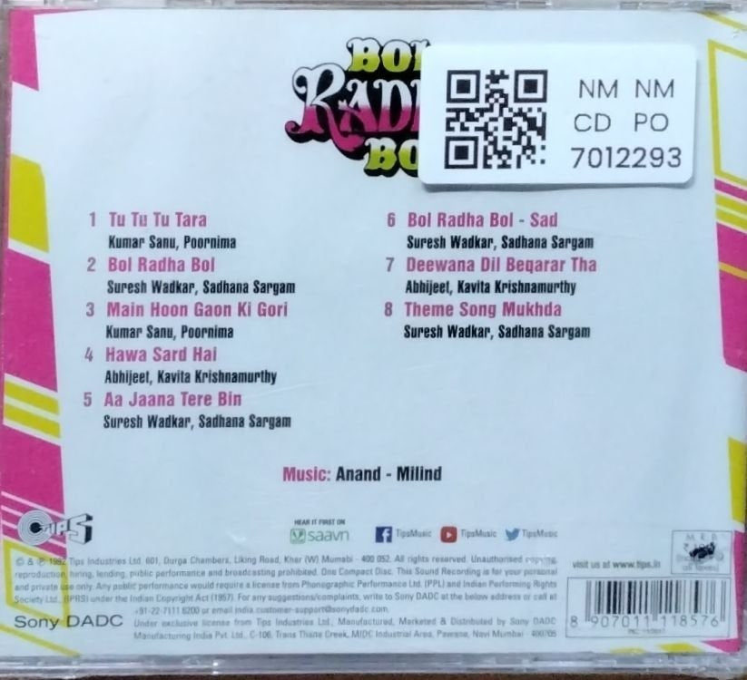Anand-Milind - Bol Radha Bol (CD)