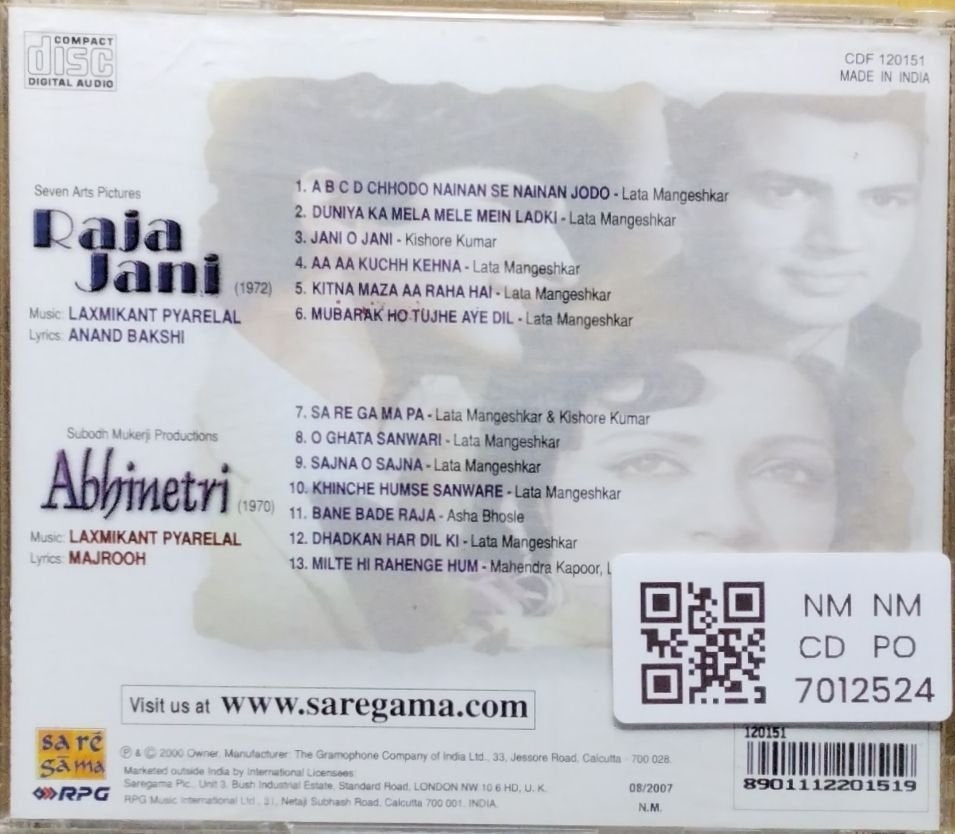 Laxmikant Pyarelal - Raja Jani/Abhinetri (CD)