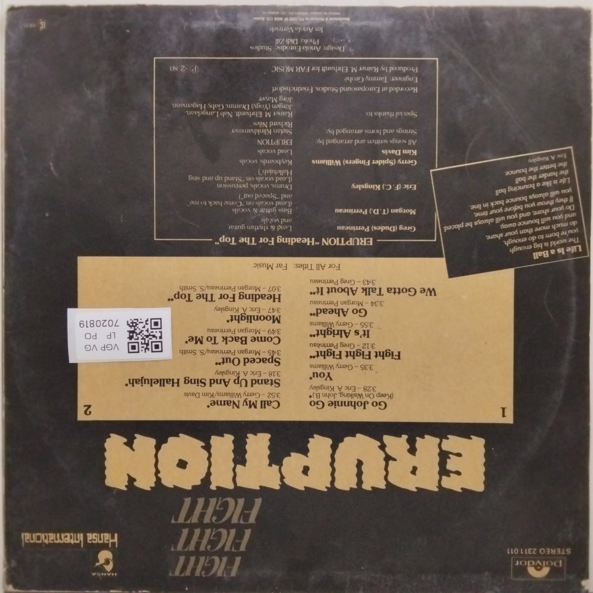 Eruption - Fight Fight Fight (Vinyl)
