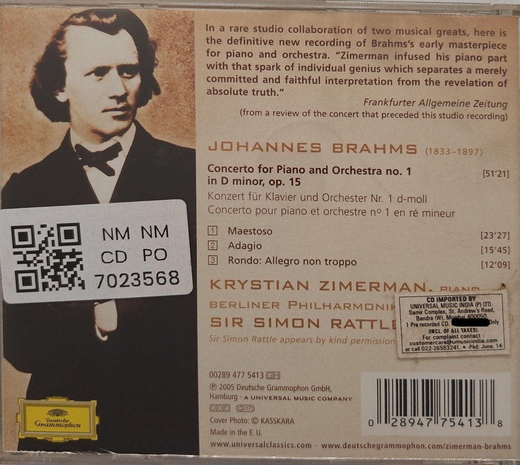 Krystian Zimerman, Berliner Philharmoniker - Brahms: Piano Concerto No. 1 (CD)