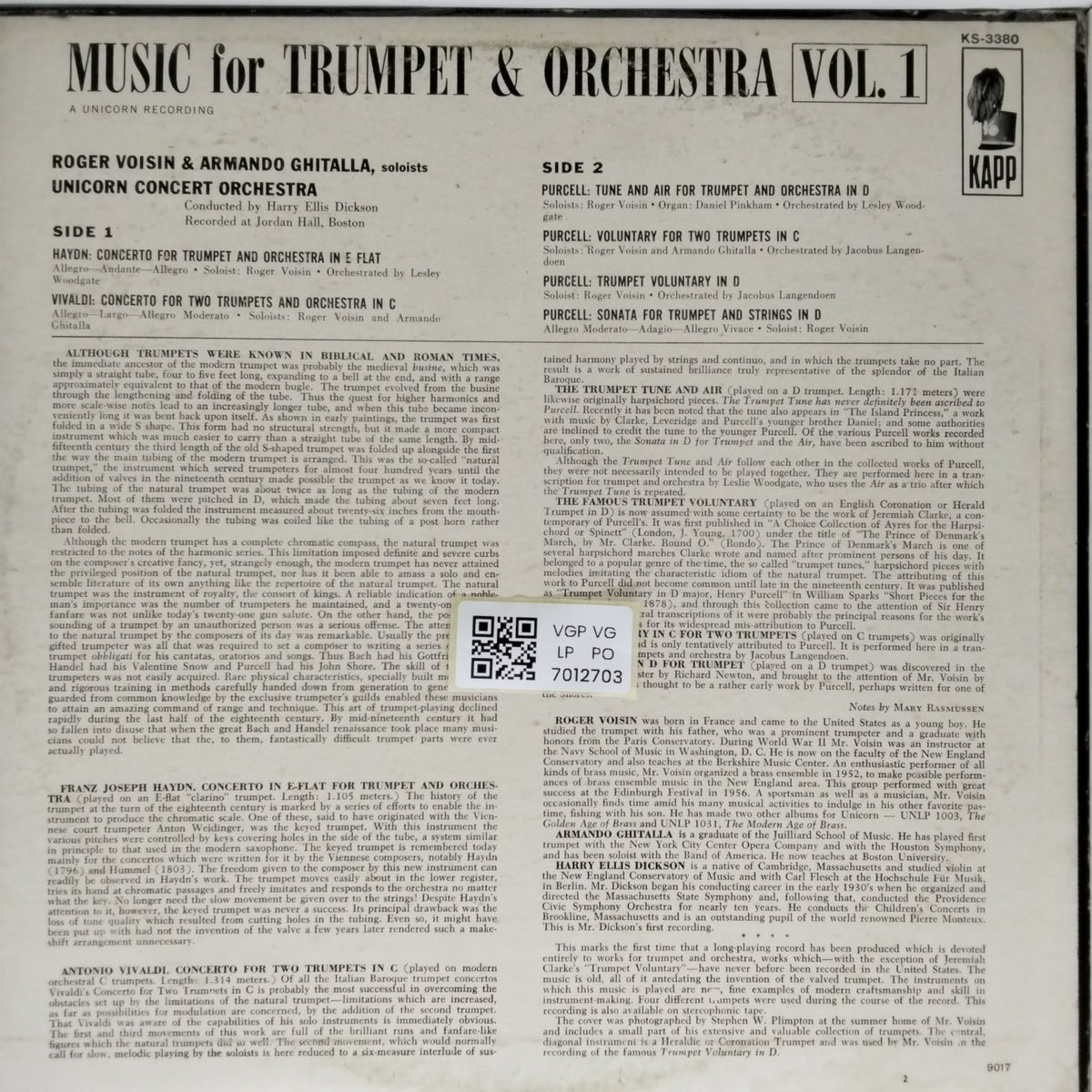 Roger Voisin, Armando Ghitalla - Music for Trumpet & Orchestra Vol. 1 (Vinyl)