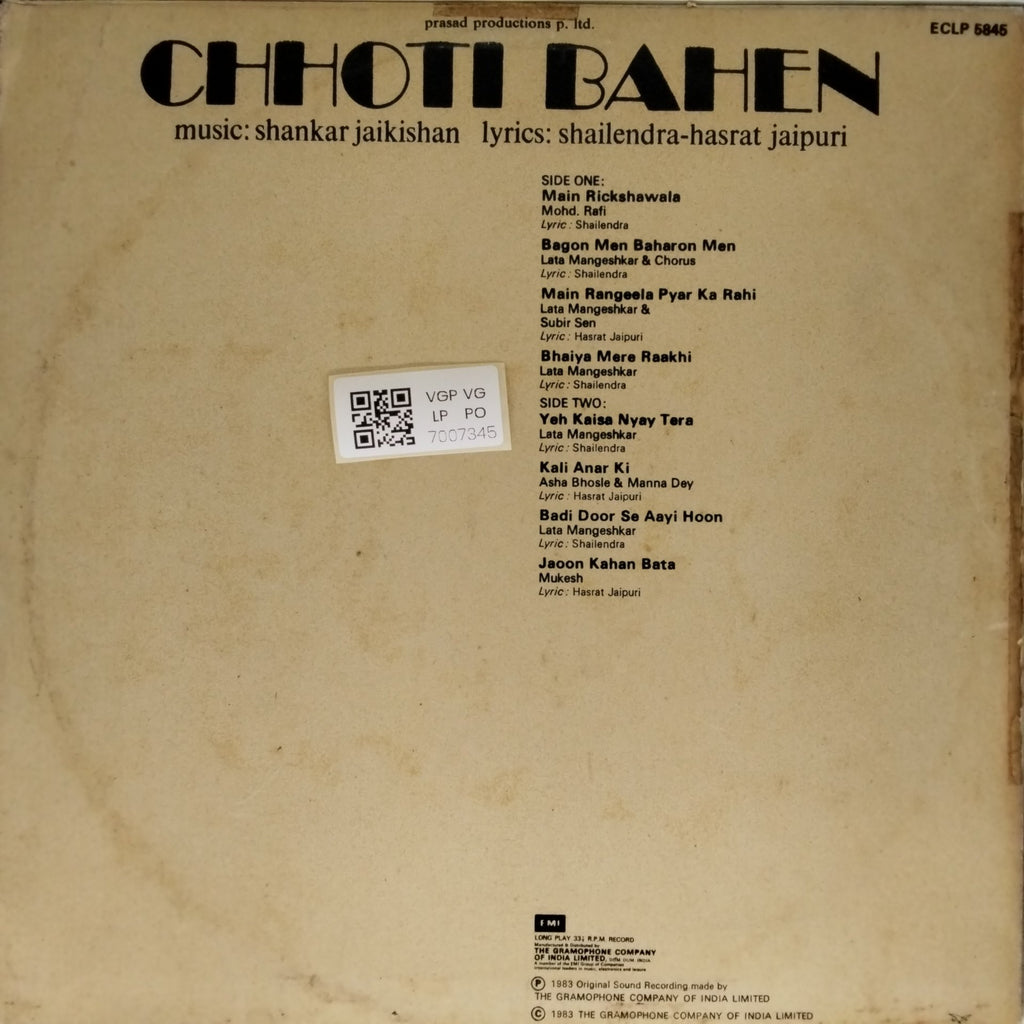 Shankar Jaikishan - Chhoti Bahen (Vinyl)