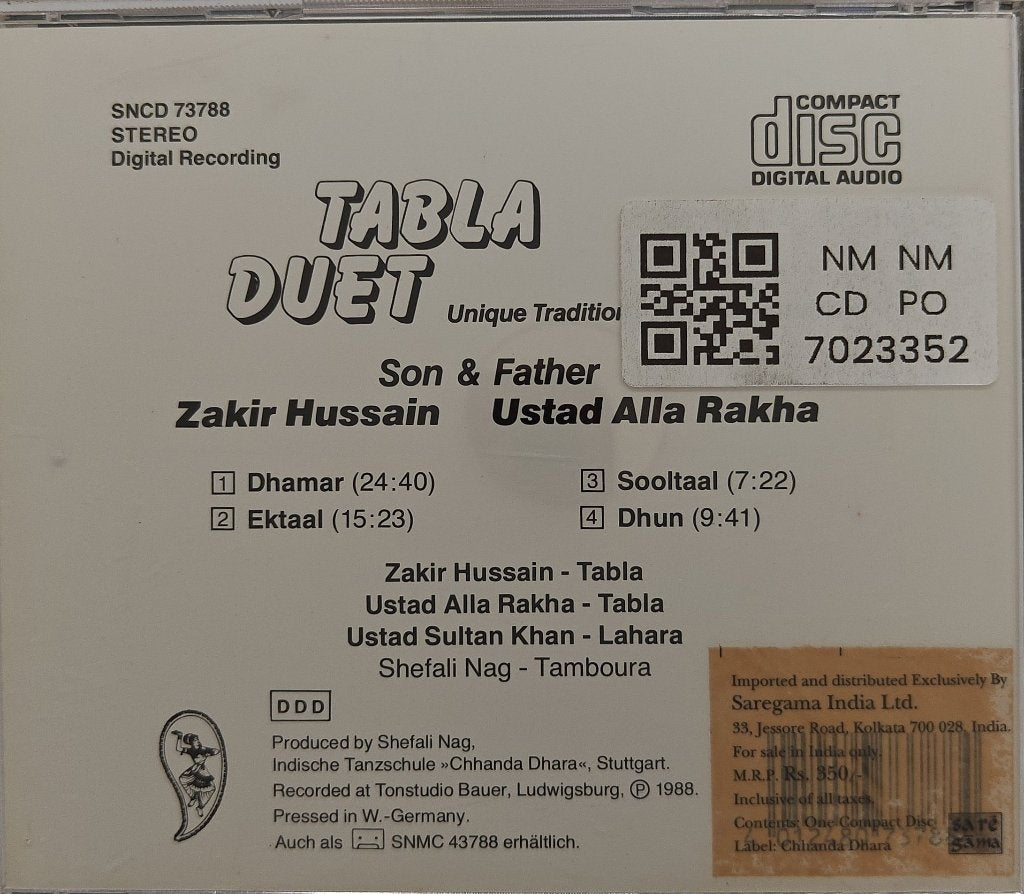 Zakir Hussain, Ustad Alla Rakha - Tabla Duet (CD)