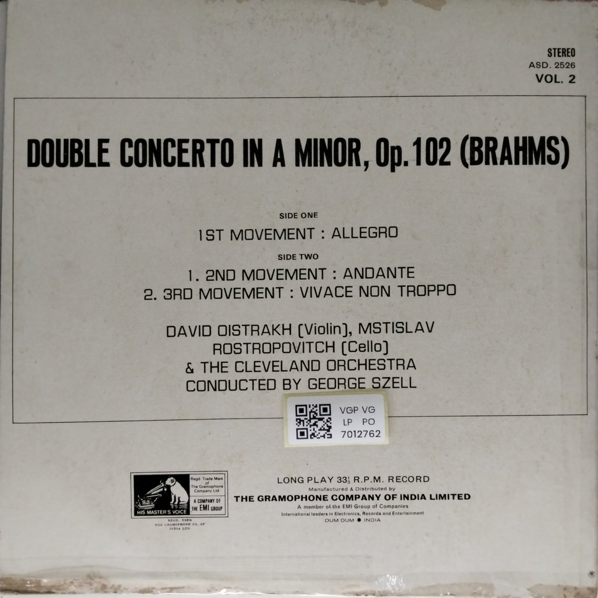David Oistrakh, Mstislav Rostropovitch, The Cleveland Orchestra - Violin Concerto & Double Concerto (Vinyl)