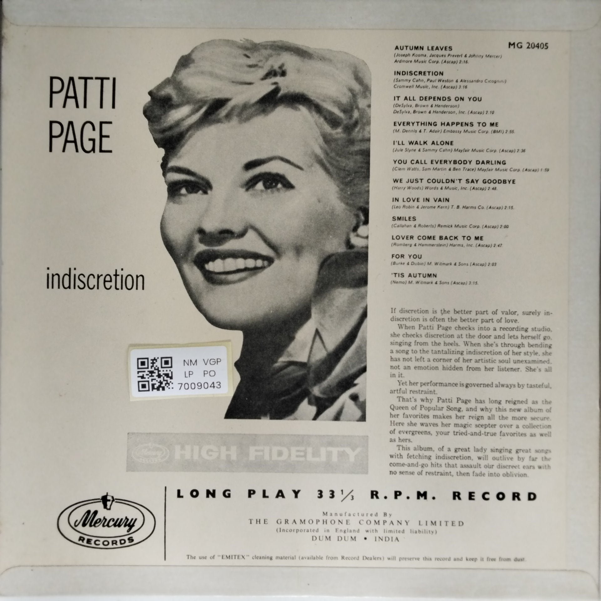 Patti Page - Indiscretion (Vinyl)
