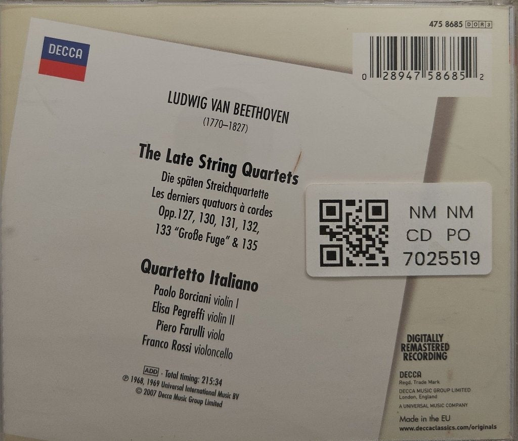 Quartetto Italiano - Beethoven - The Late String Quartets (CD)