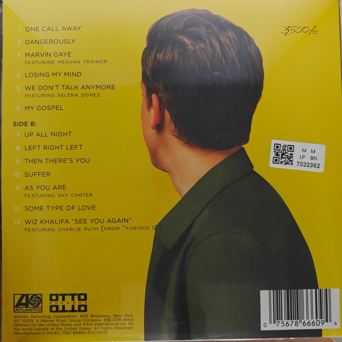 Charlie Puth - Nine Track Mind (Vinyl)