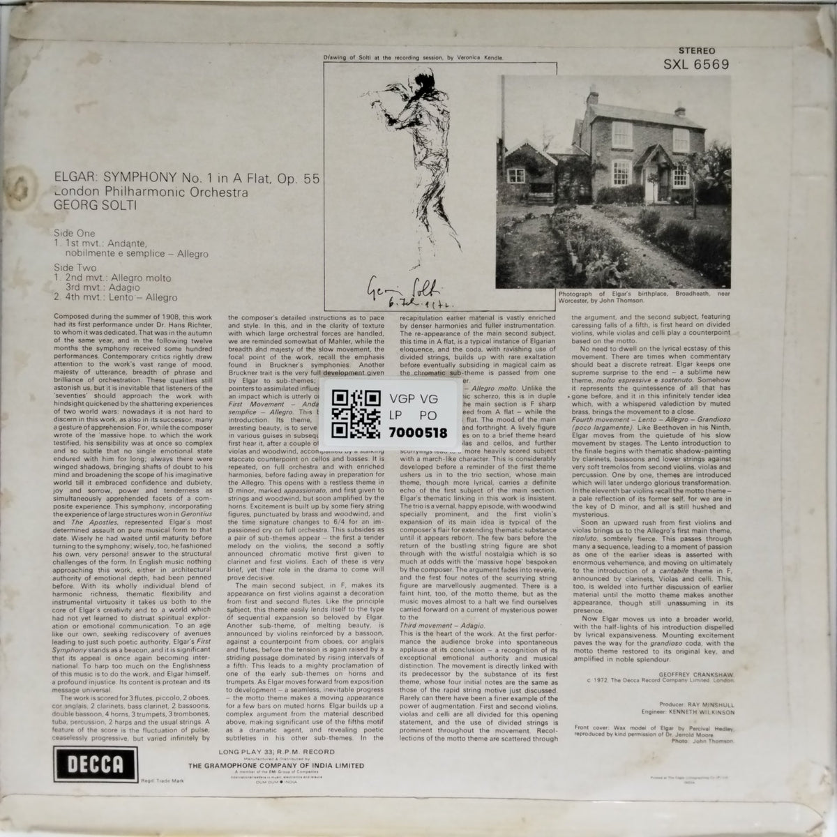 Georg Solti, London Philharmonic Orchestra - Elgar Symphony No. 1 (Vinyl)