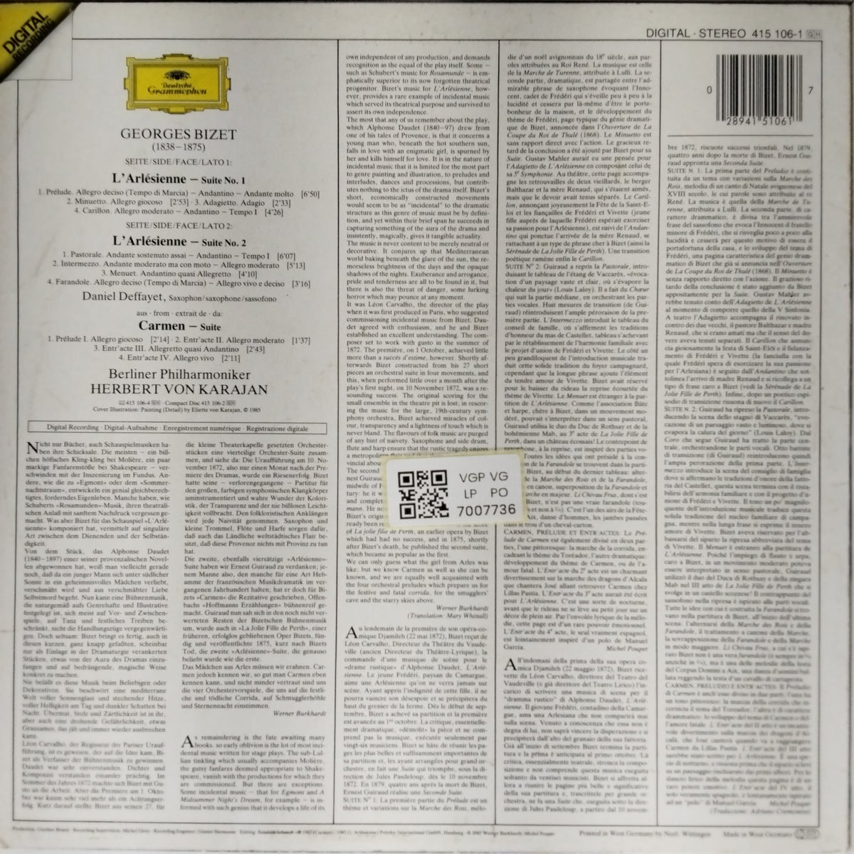 Berliner Philharmoniker - L'Arlésienne-Suites Nos.1&2 • Carmen-Suite (Vinyl)