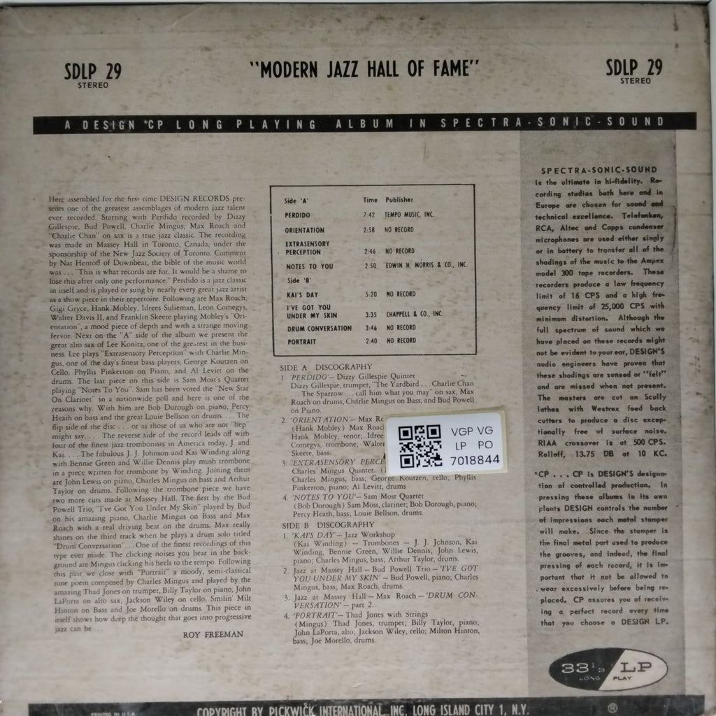Dizzy Gillespie, Max Roach, Charlie Mingus - Modern Jazz Hall of Fame volume 1 (Vinyl)