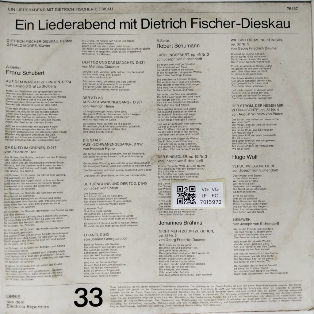 Dietrich Fischer-Dieskau - Ein Liederabend mit (Vinyl)