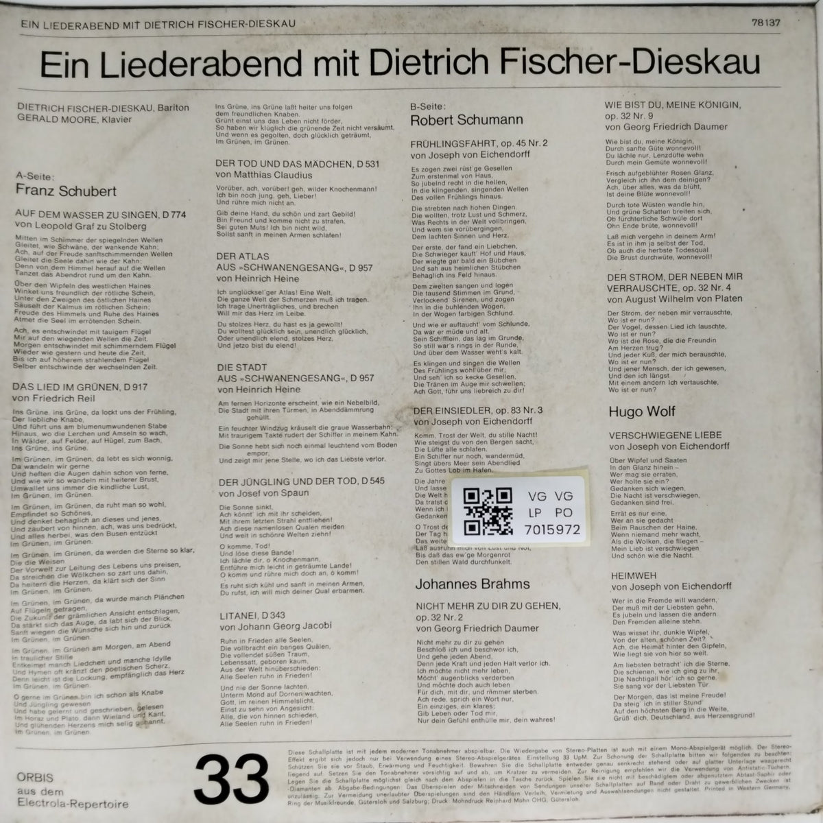 Dietrich Fischer-Dieskau - Ein Liederabend mit (Vinyl)