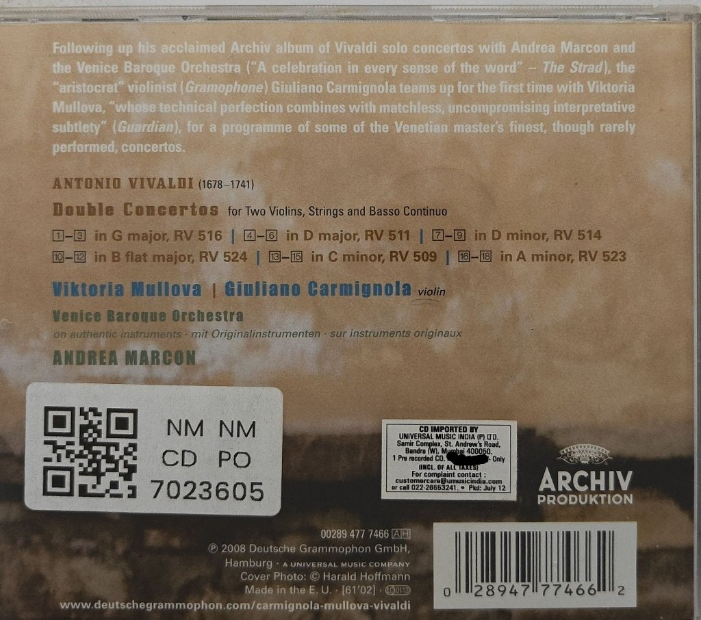 Antonio Vivaldi, Viktoria Mullova, Giuliano Carmignola - Concertos for Two Violins (CD)