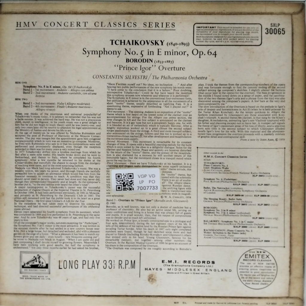 The Philharmonia Orchestra, Constantin Silvestri - Symphony No. 5 / Prince Igor Overture (Vinyl)