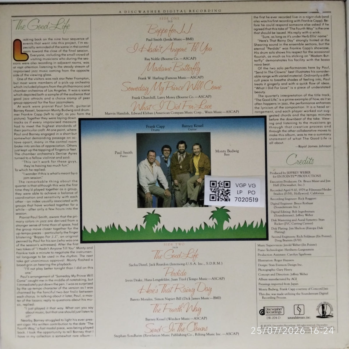 Paul Smith, Monty Budwig, Frank Capp, Barney Kessel - The Good Life (Vinyl)