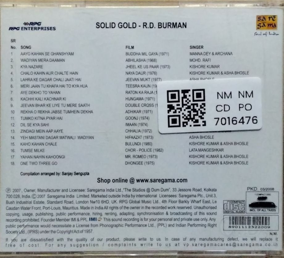 R.D. Burman - Solid Gold - R.D. Burman Volume 1 (CD)