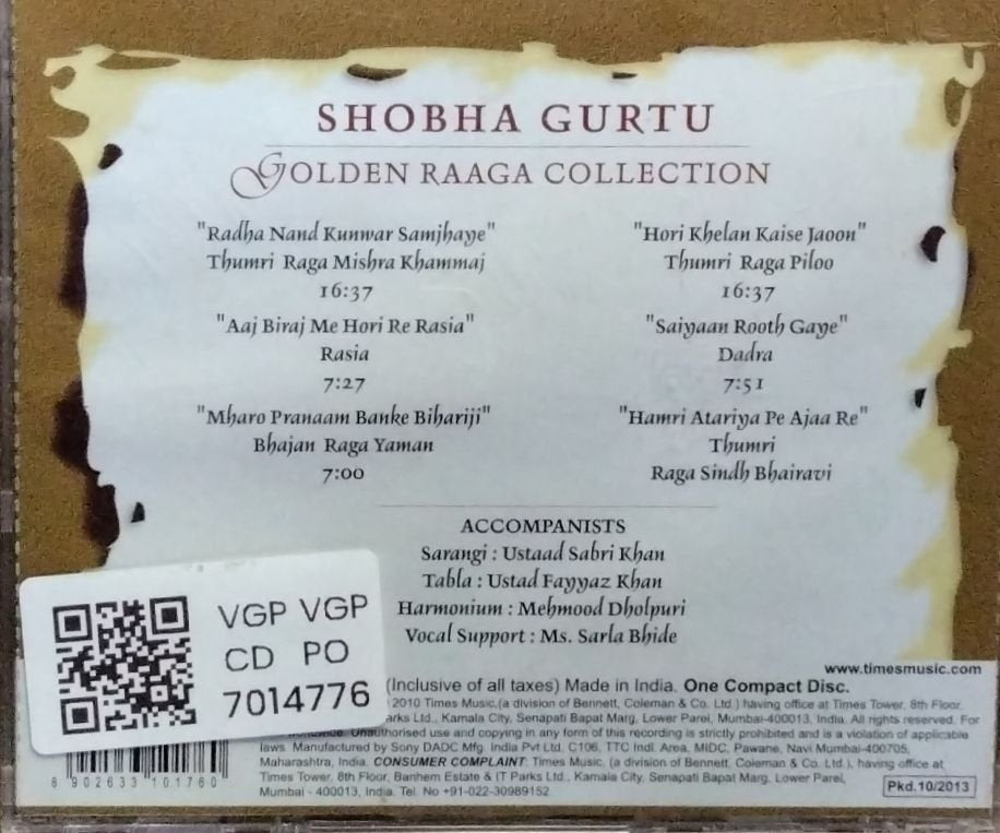 Shobha Gurtu - Golden Raaga Collection (CD)