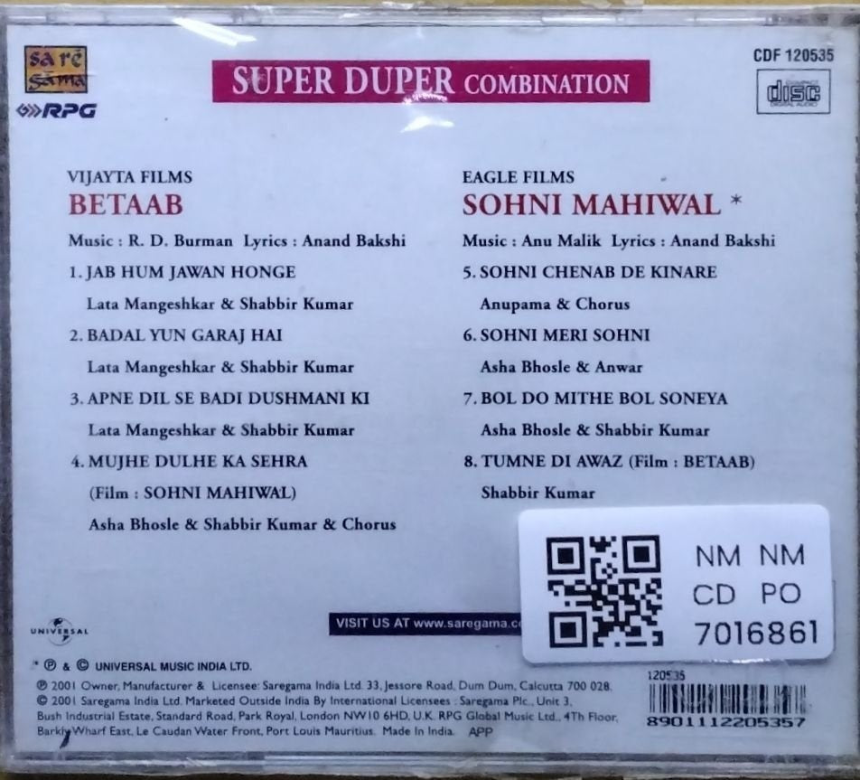 R. D. Burman, Anu Malik - Betaab + Sohni Mahiwal -Super Duper Combination (CD)