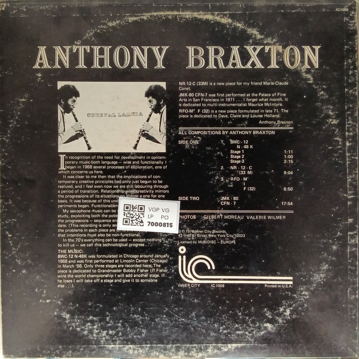 Anthony Braxton - Saxophone Improvisations / Series F (Vinyl)