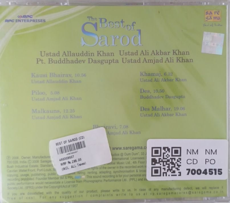Ustad Allauddin Khan, Ustad Ali Akbar Khan, Pt. Buddhadev Dasgupta, Ustad Amjad Ali Khan - The Best of Sarod (CD)