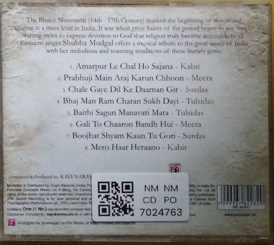 Shubha Mudgal - Great Saints of India (CD)