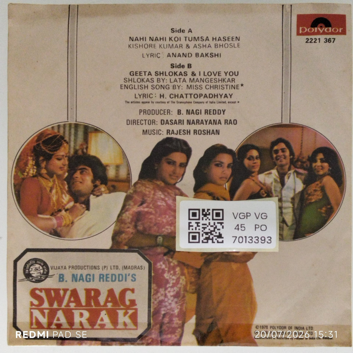 Rajesh Roshan - Swarag Narak (45-RPM)
