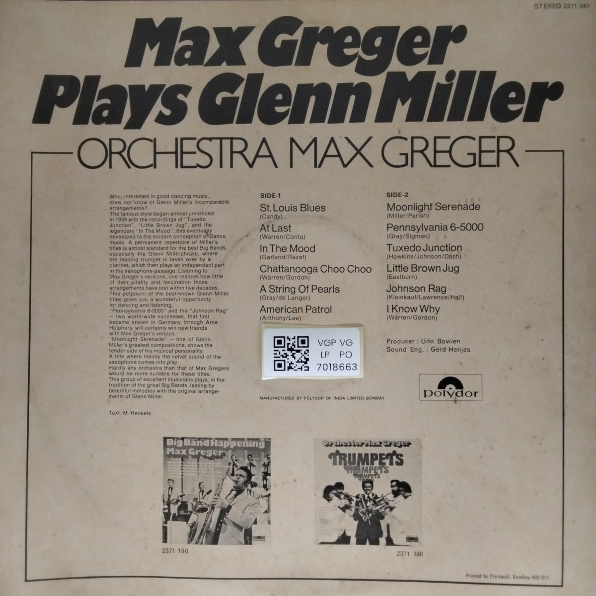 Max Greger - Plays Glenn Miller (Vinyl)