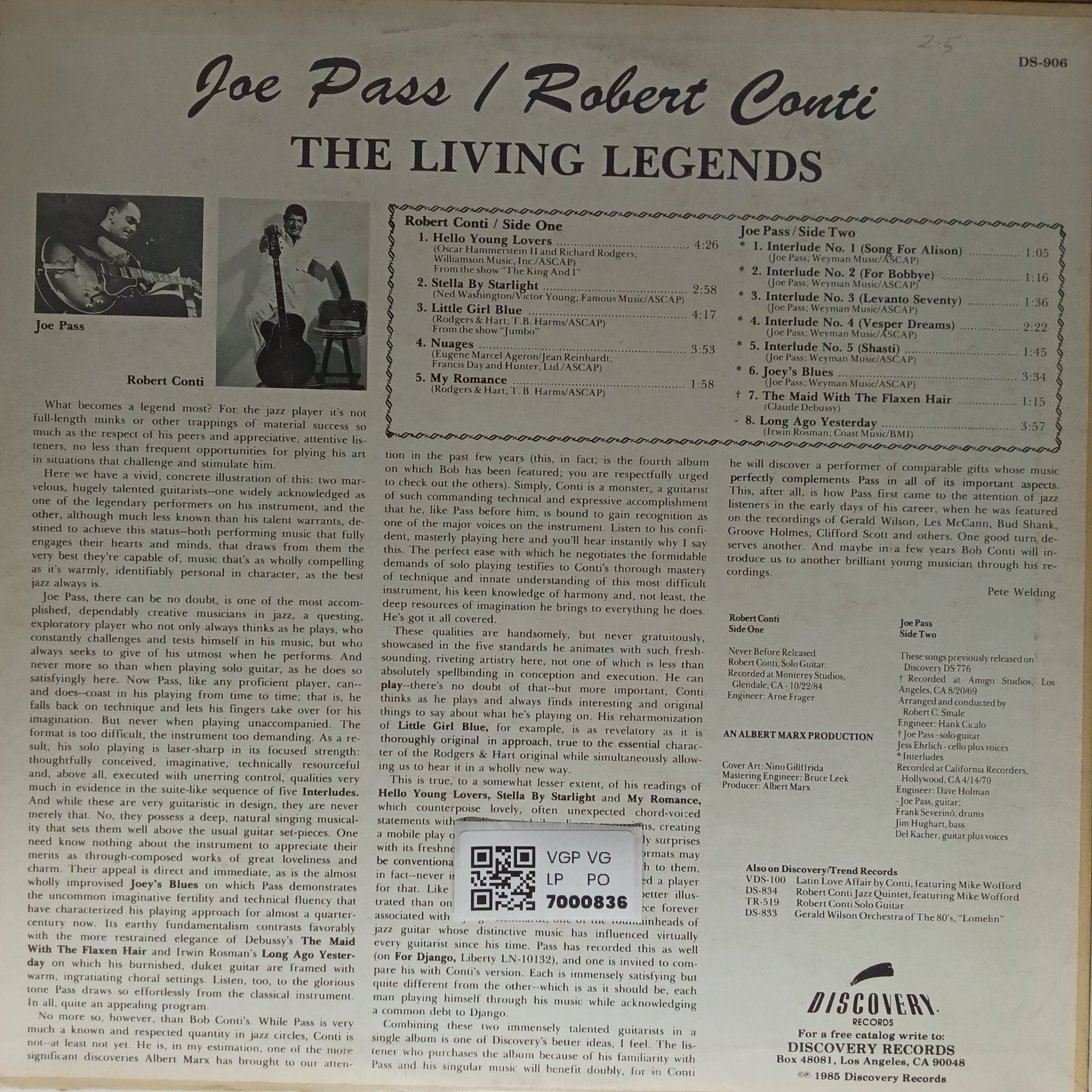 Joe Pass, Robert Conti - The Living Legends (Vinyl)