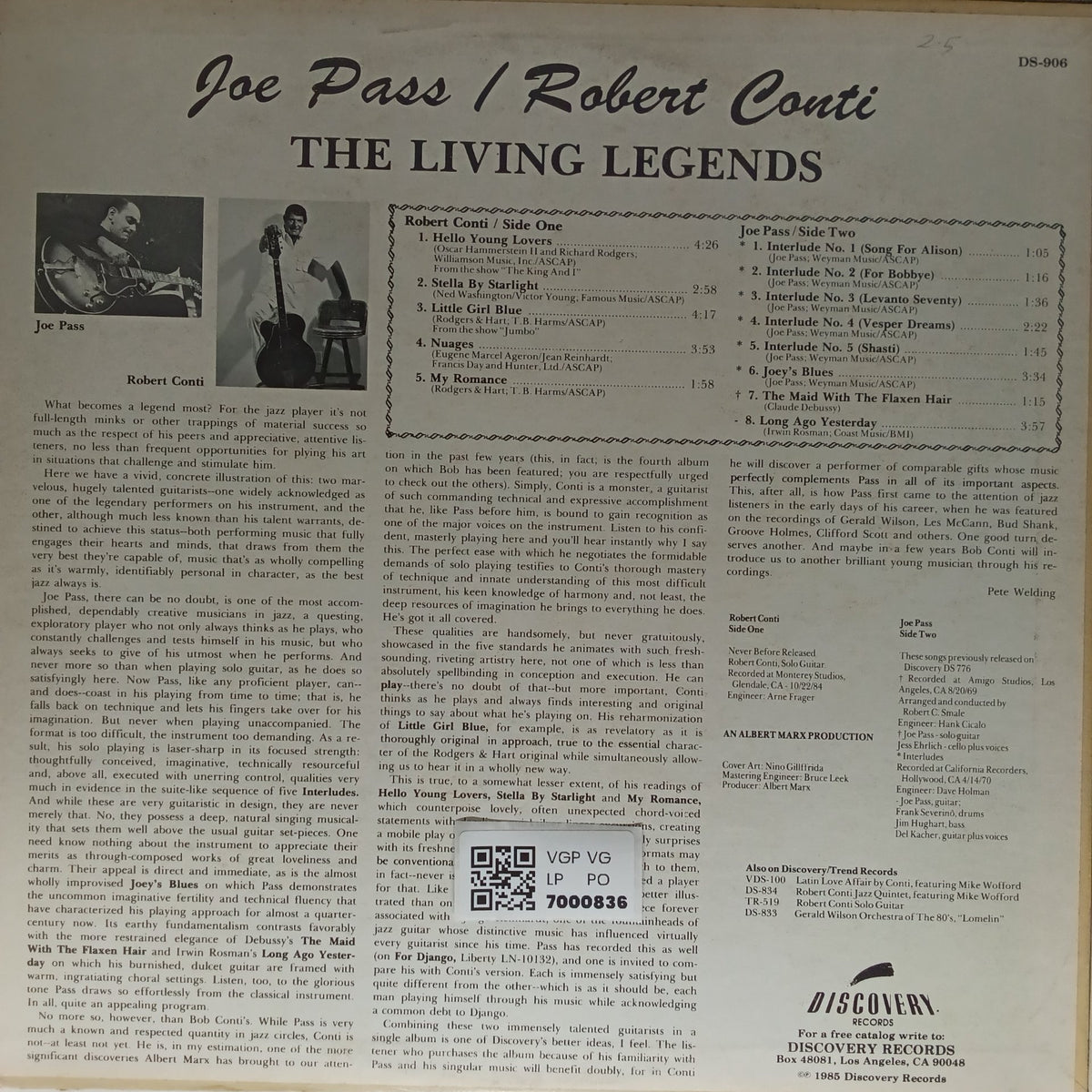 Joe Pass, Robert Conti - The Living Legends (Vinyl)
