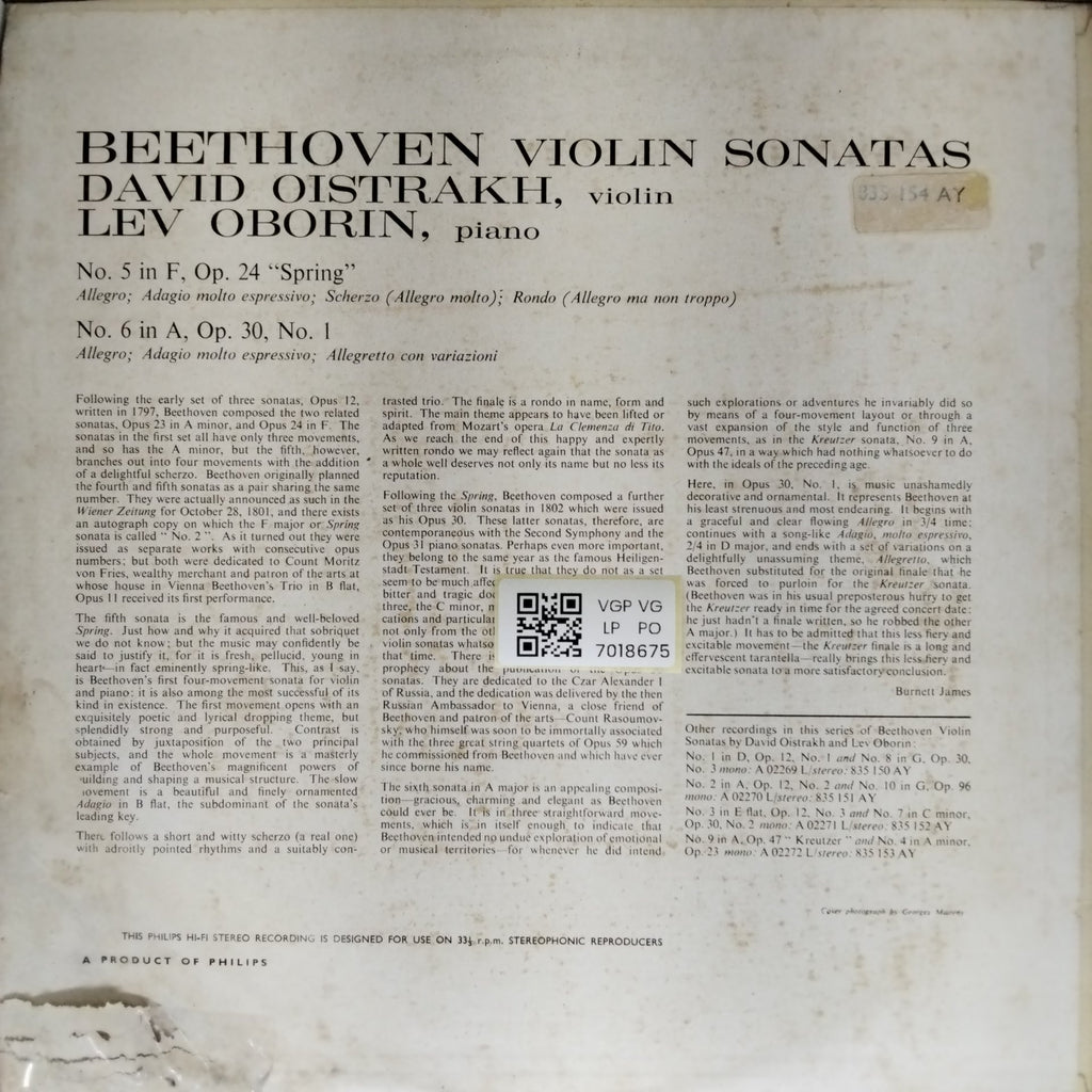 David Oistrakh, Lev Oborin - Beethoven Violin Sonatas (Vinyl)