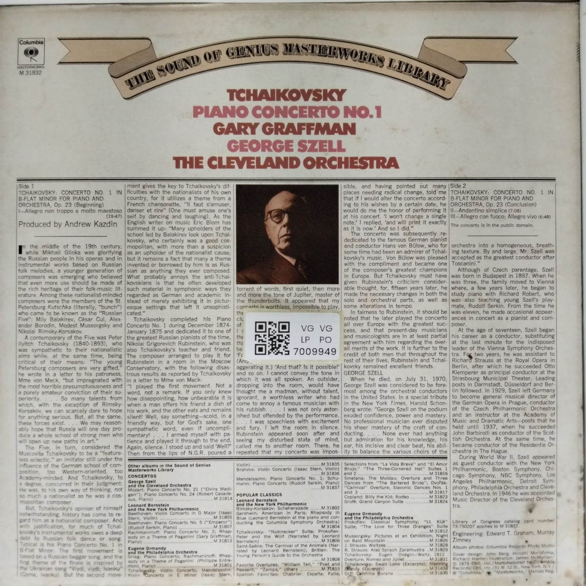 Tchaikovsky, Gary Graffman, George Szell, The Cleveland Orchestra - Piano Concerto No. 1 (Vinyl)