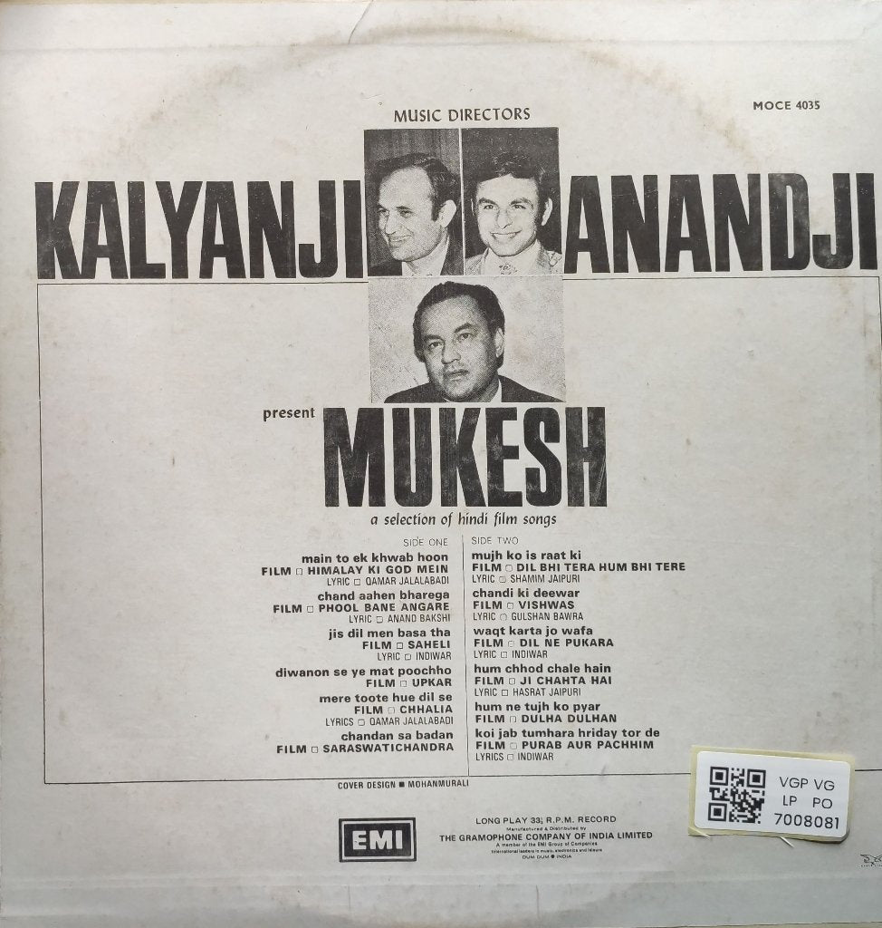 Kalyanji Anandji - Mukesh (Vinyl)