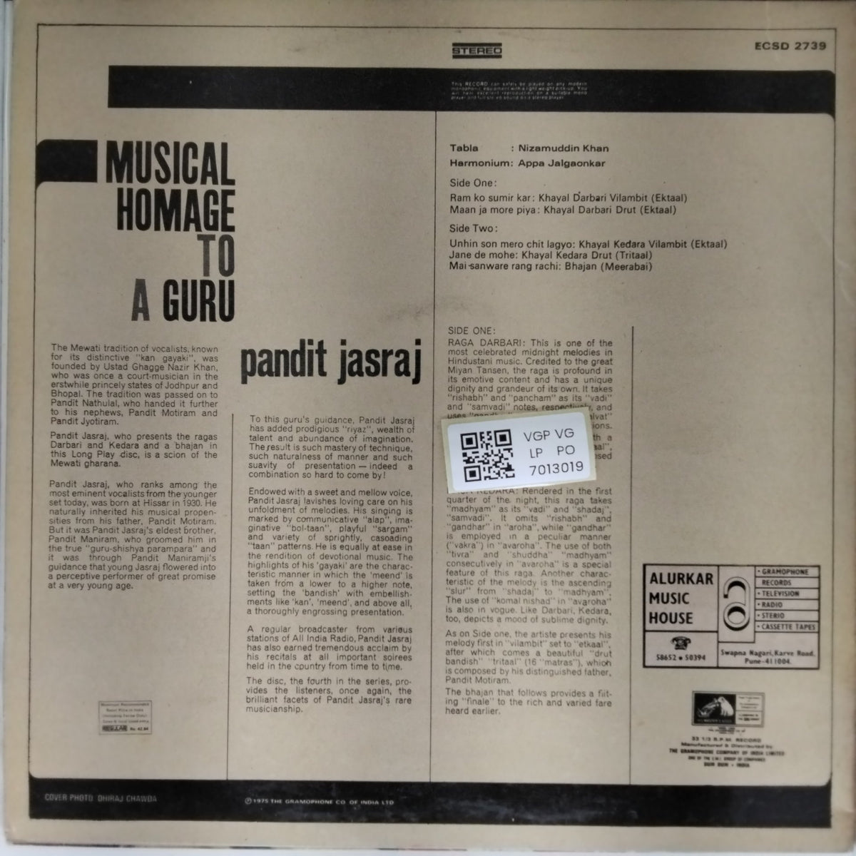 Pandit Jasraj - Musical Homage to a Guru (Vinyl)