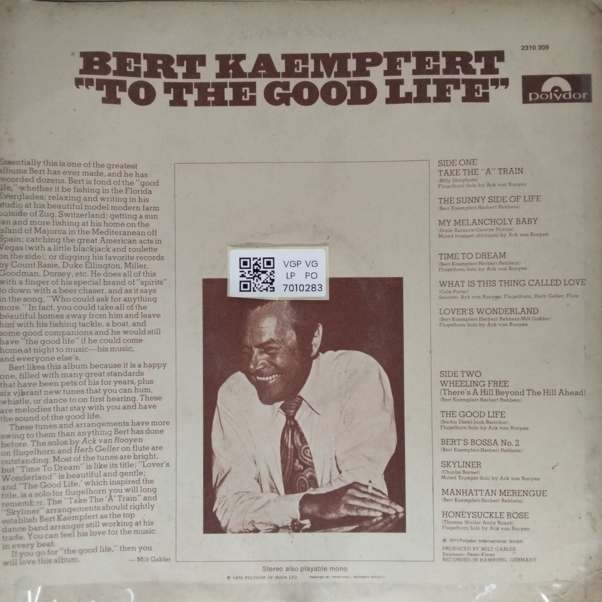 Bert Kaempfert - To The Good Life (Vinyl)