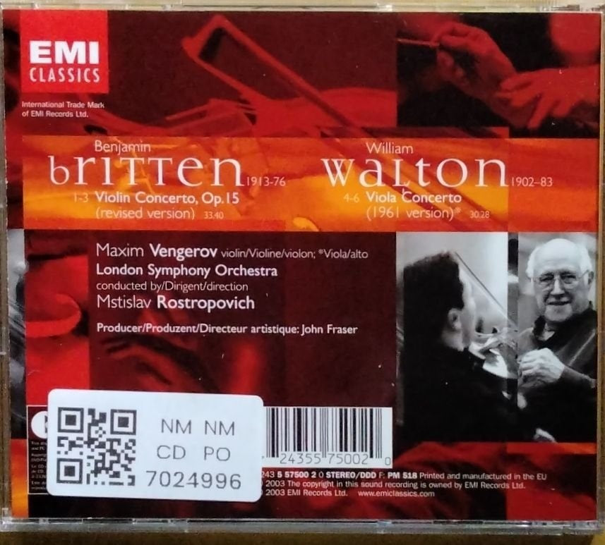 Maxim Vengerov, Mstislav Rostropovich - Britten Walton: Violin Concerto, Viola Concerto (CD)