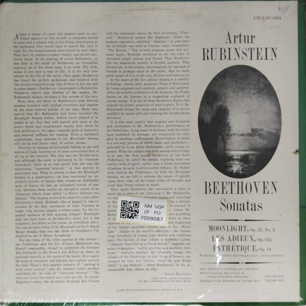 Artur Rubinstein - Beethoven Sonatas: Moonlight, Pathétique, Les Adieux (Vinyl)