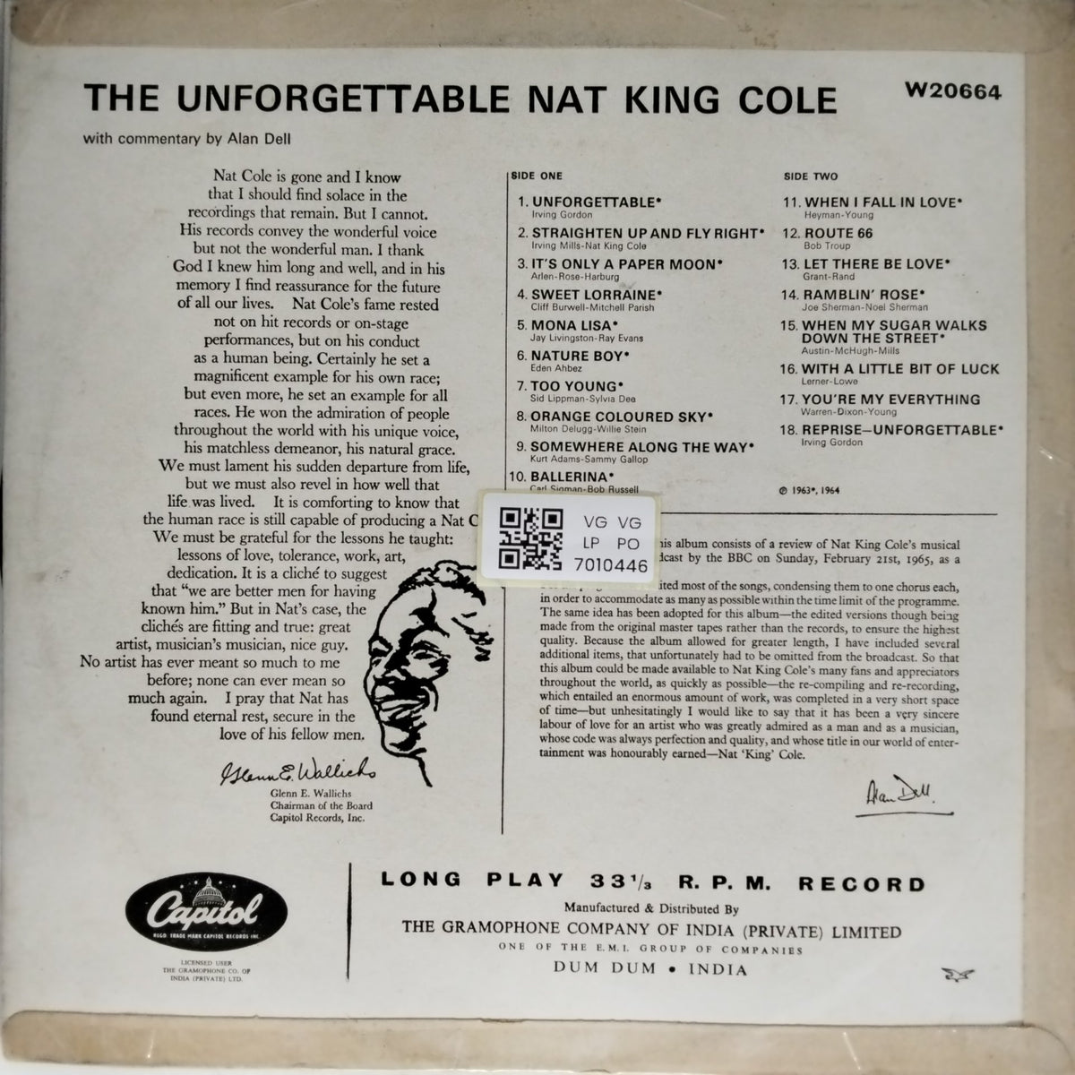 Nat King Cole - The Unforgettable Nat King Cole (Vinyl)
