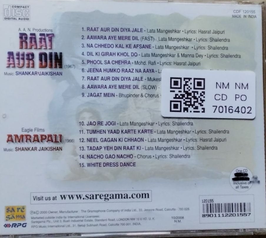 Shankar Jaikishan - Raat Aur Din / Amrapali (CD)