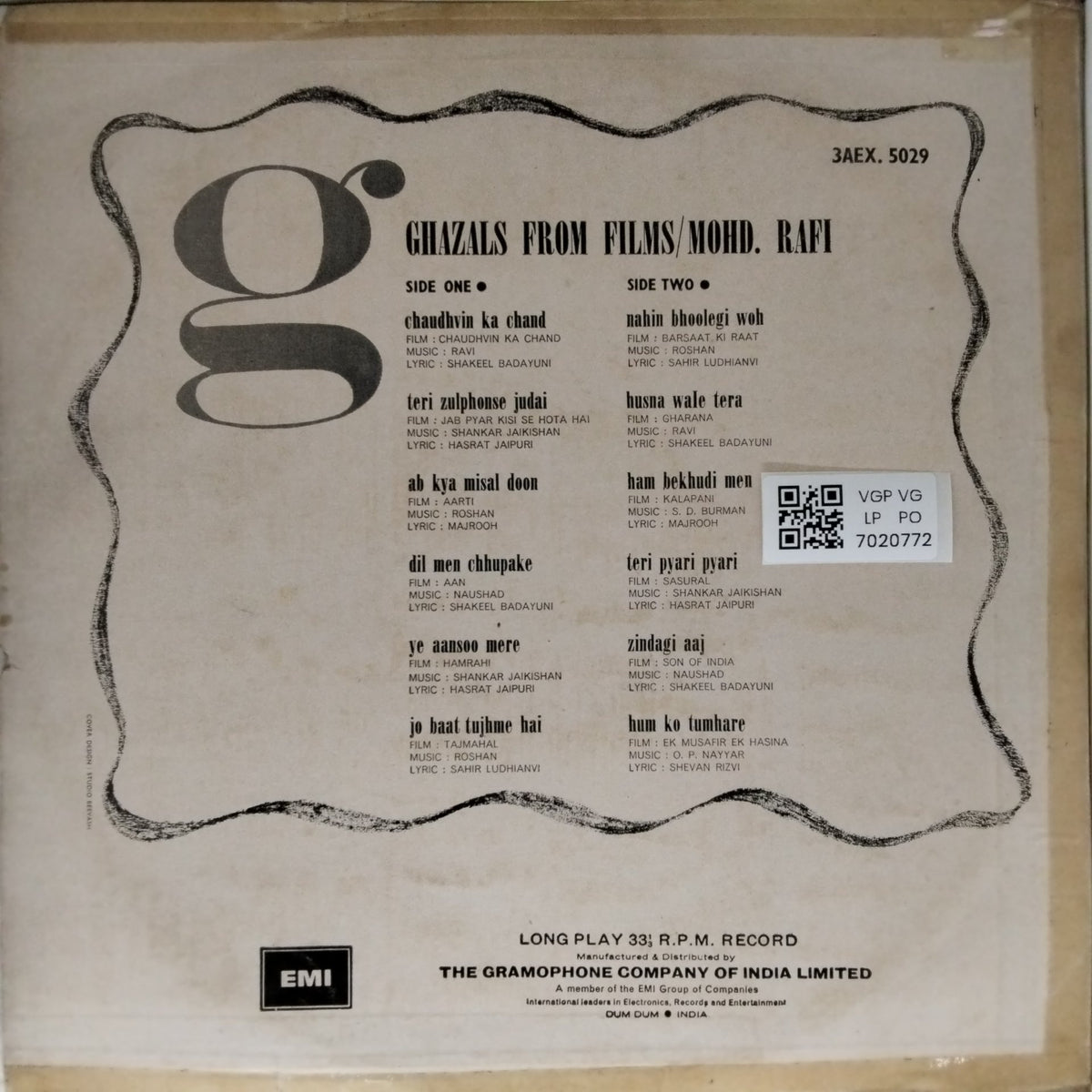 Mohd. Rafi - Ghazals from Films/Mohd. Rafi (Vinyl)